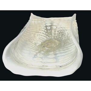 Vintage Fenton Opalescent Argonaut Shell Glass Pedestal Bowl